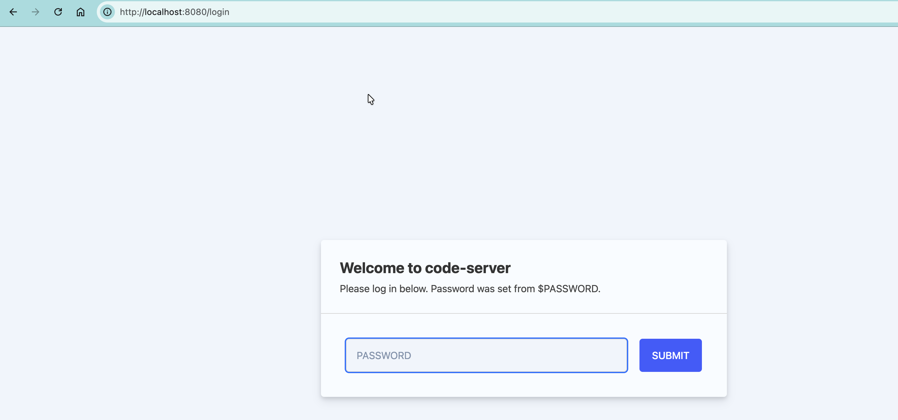 Web browser localhost login